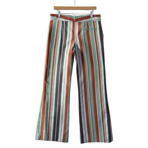 Chloe Multi Colored Sea Green Brick & Slate Strip Wide Leg Pants Size 40 / US 8 - Picture 5 of 11
